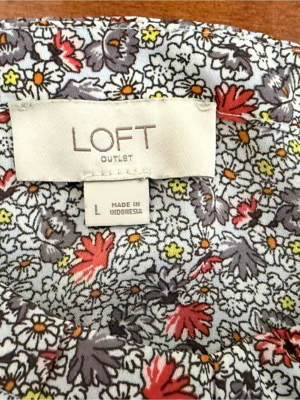 LOFT Floral Sleeveless Shell Top - Red, Gray, Pink & Blue - Picture 3 of 3